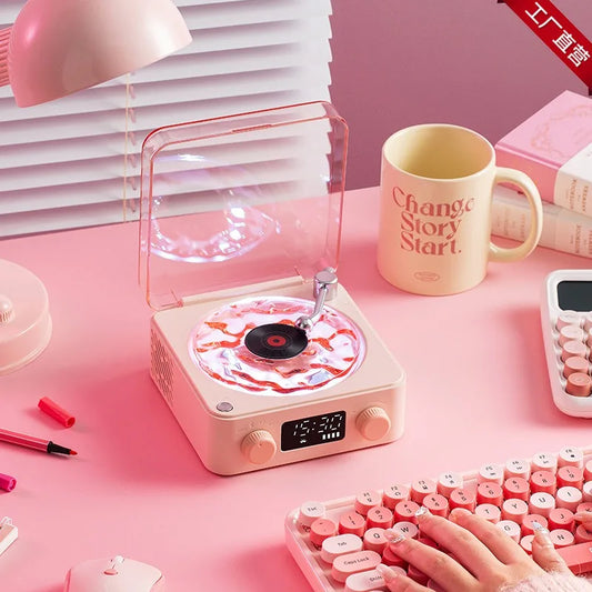 Vinyl Record Bluetooth Speaker with RGB Projection Lamp