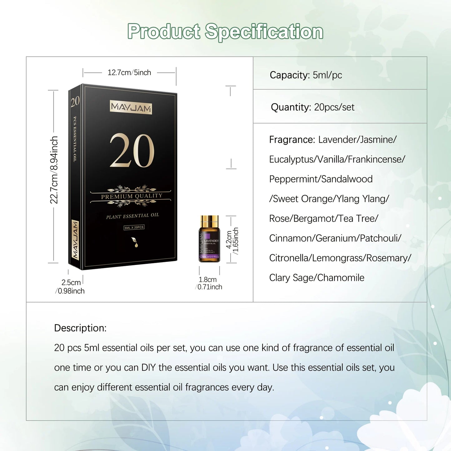 MAYJAM 20 Bottles Essential Oils